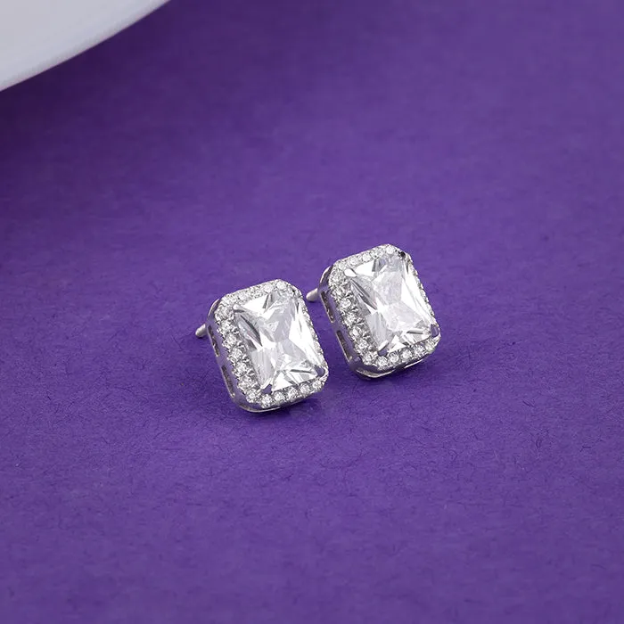 Silver Radiant Square Earrrings