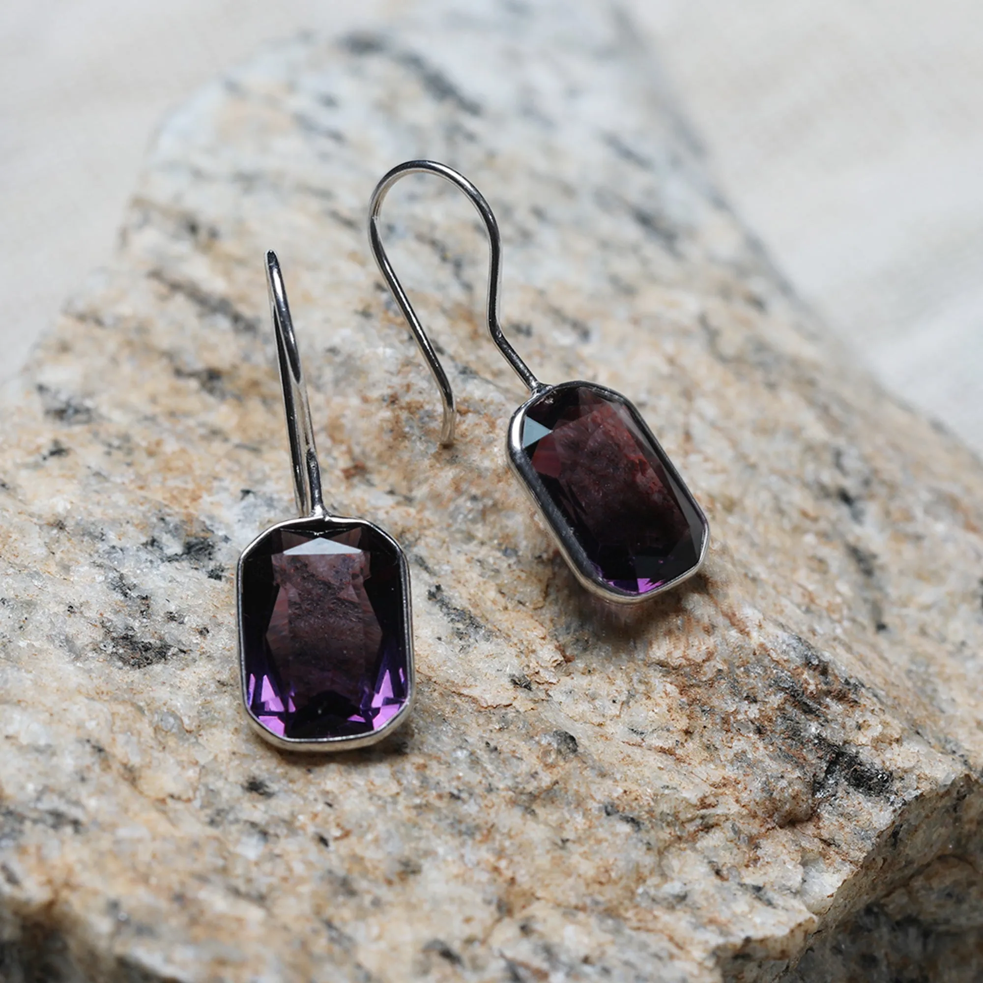 Silver Royal Purple Earrings