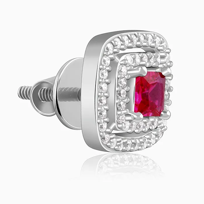 Silver Ruby Elegance Earrings