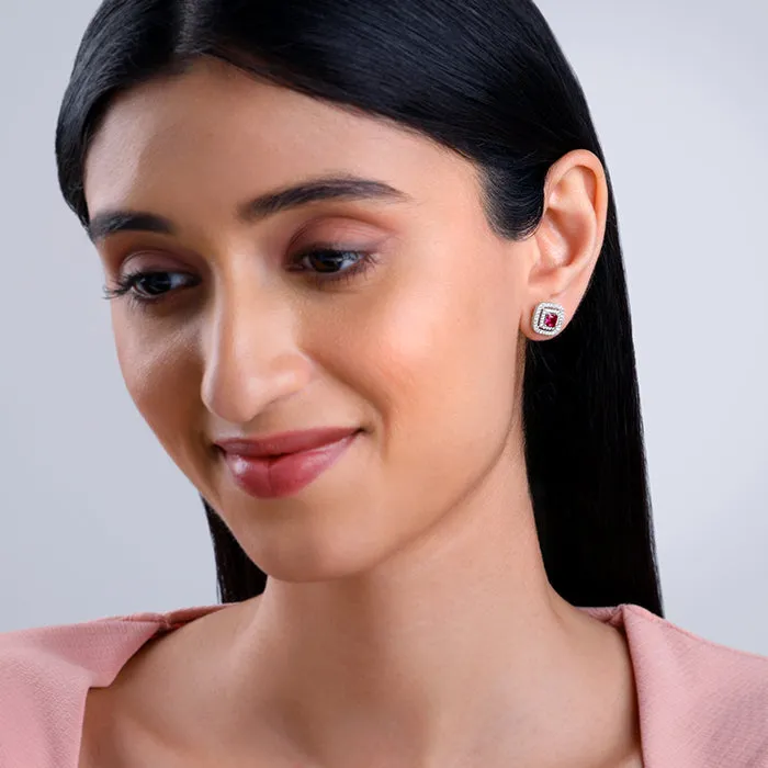 Silver Ruby Elegance Earrings