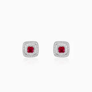 Silver Ruby Elegance Earrings