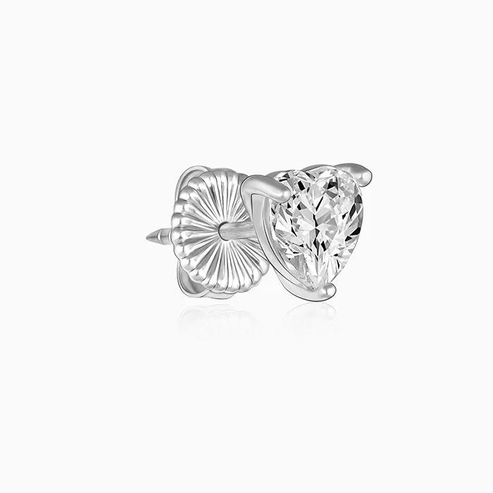 Silver Shape of Heart Earrings