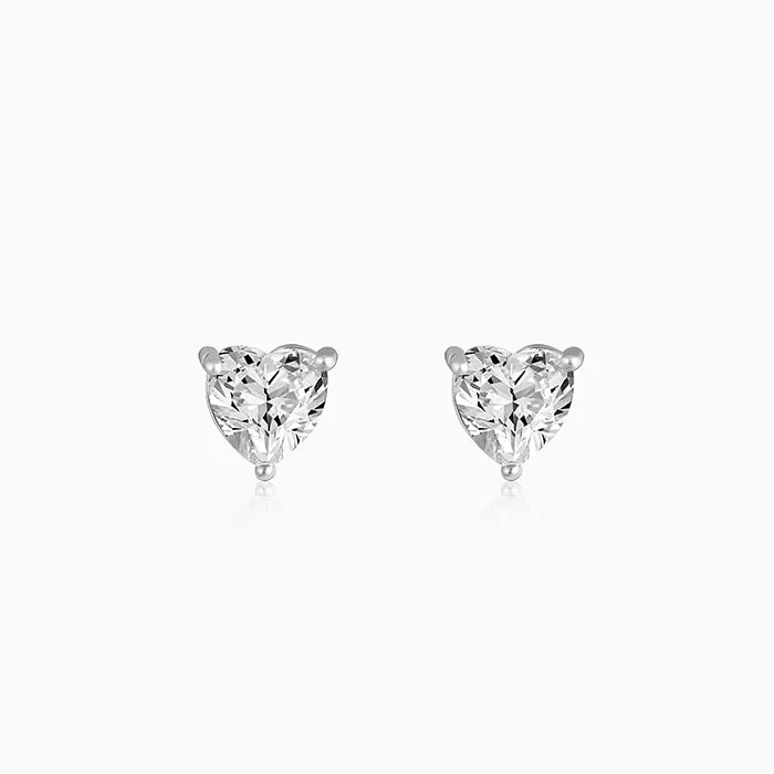 Silver Shape of Heart Earrings