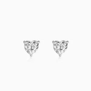 Silver Shape of Heart Earrings