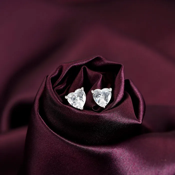 Silver Shape of Heart Earrings