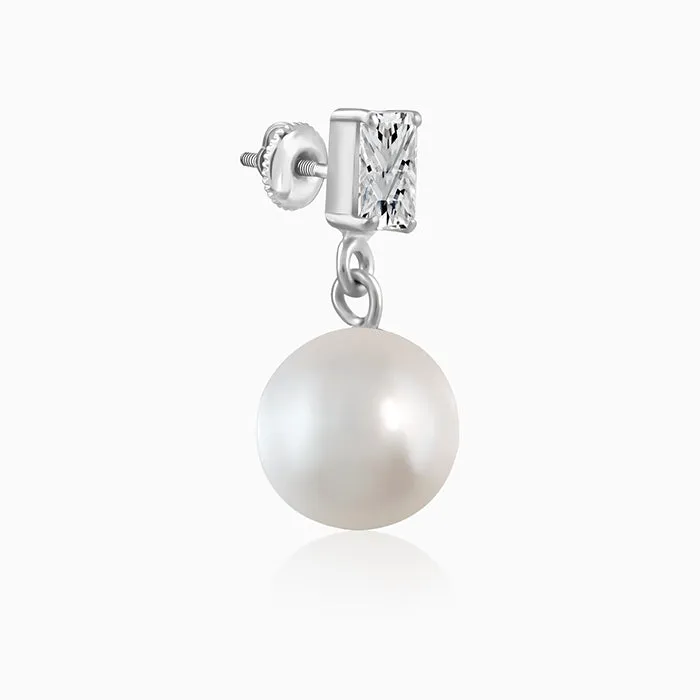 Silver Shining Pearl Earrings