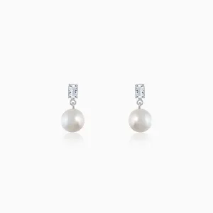 Silver Shining Pearl Earrings