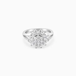Silver Shiny Cluster Ring