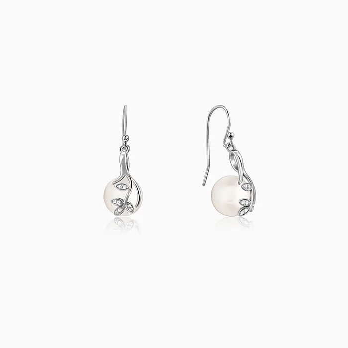 Silver Shiny Pearl Earrings