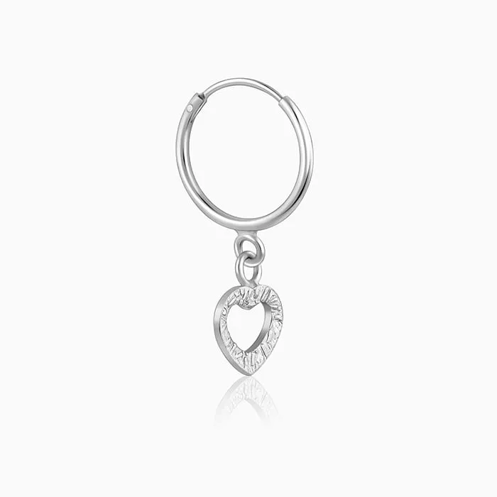 Silver Small Heart Drop Earrings