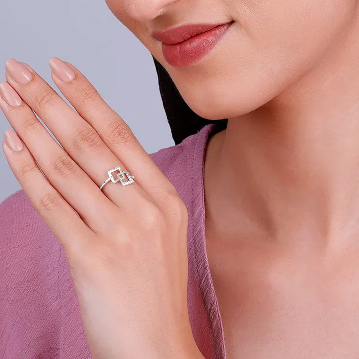 Silver Square Duo Ring