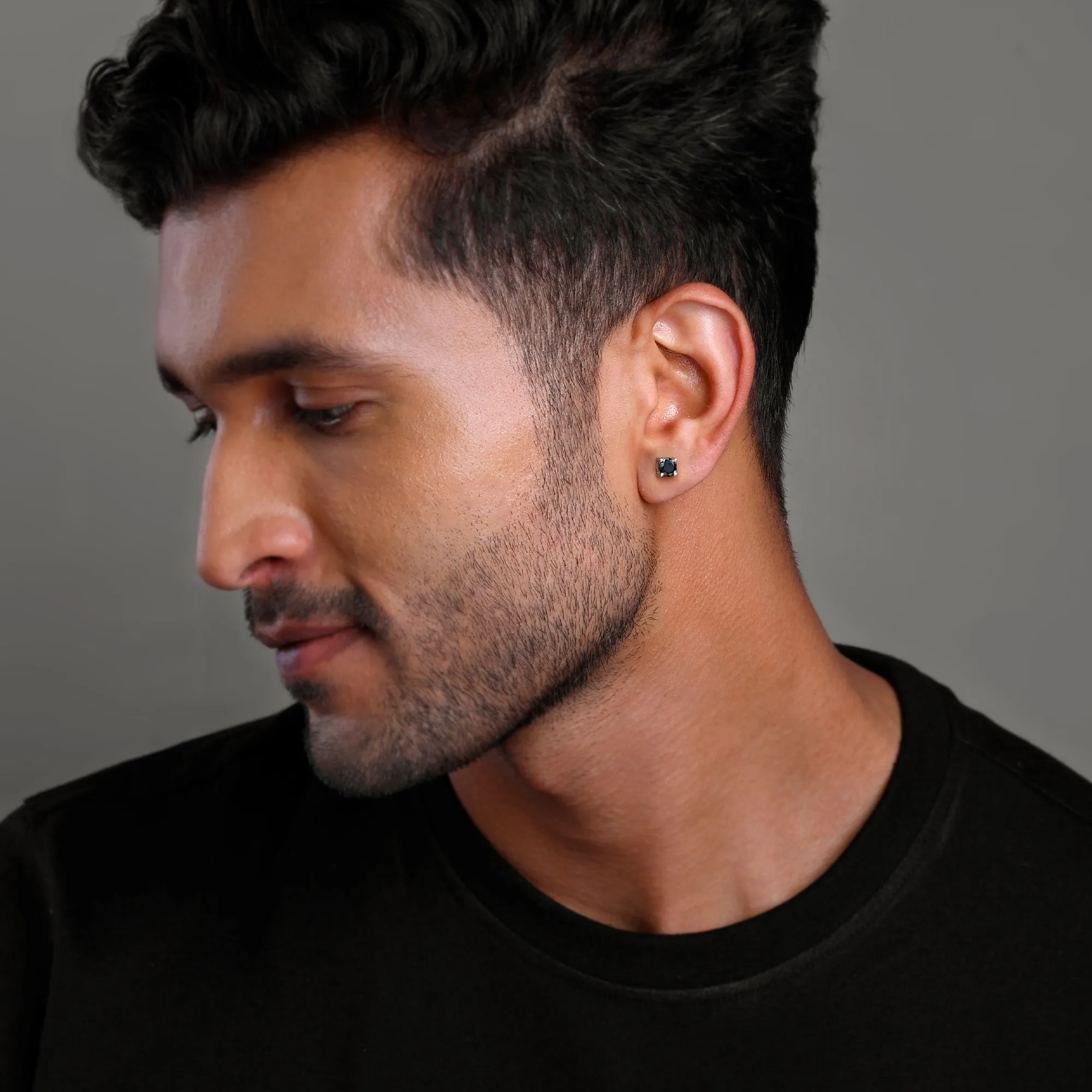 Silver Storm Edge Earring For Men