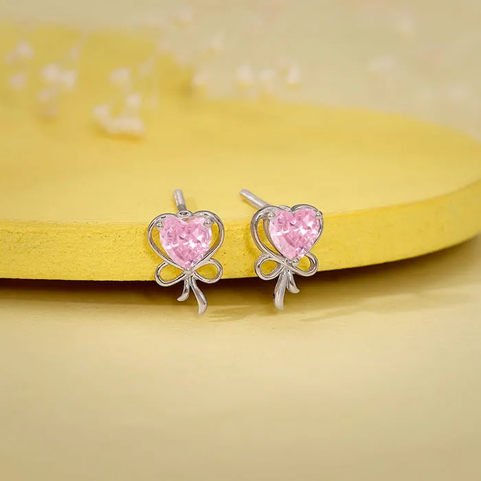 Silver Tied with Love Studs
