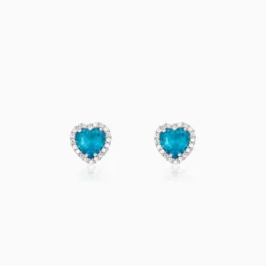 Silver Titanic Heart Of The Ocean Studs