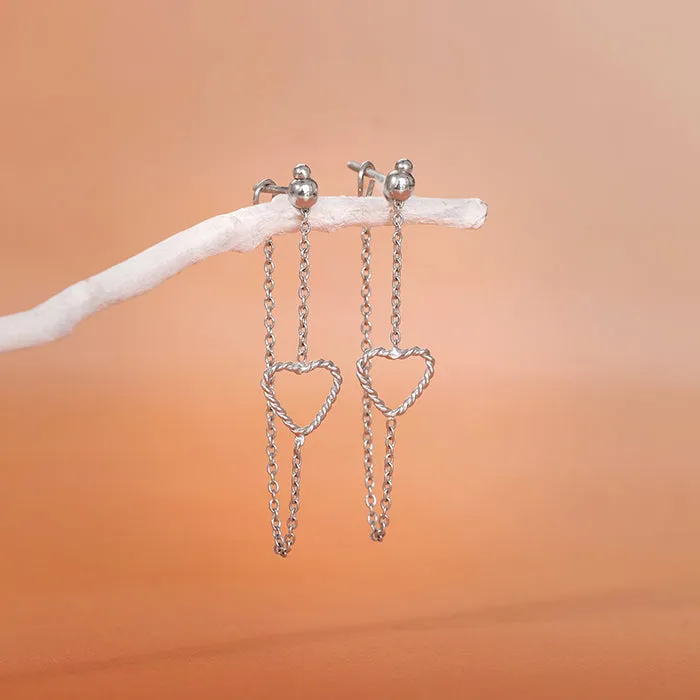 Silver Trendy Love Earrings