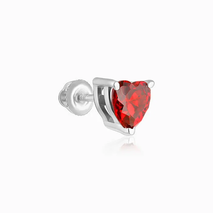 Silver Valentine Heart Stud Earrings