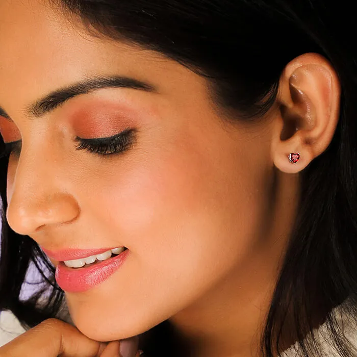 Silver Valentine Heart Stud Earrings