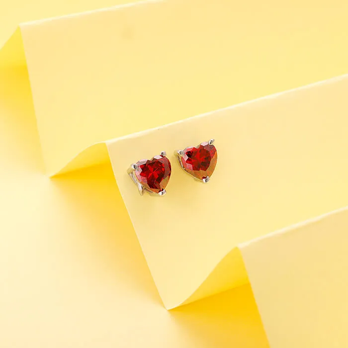 Silver Valentine Heart Stud Earrings