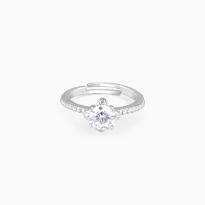 Silver Zircon Arabesque Ring