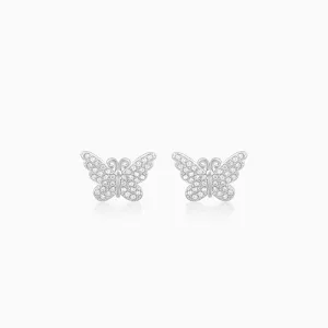 Silver Zircon Butterfly Studs