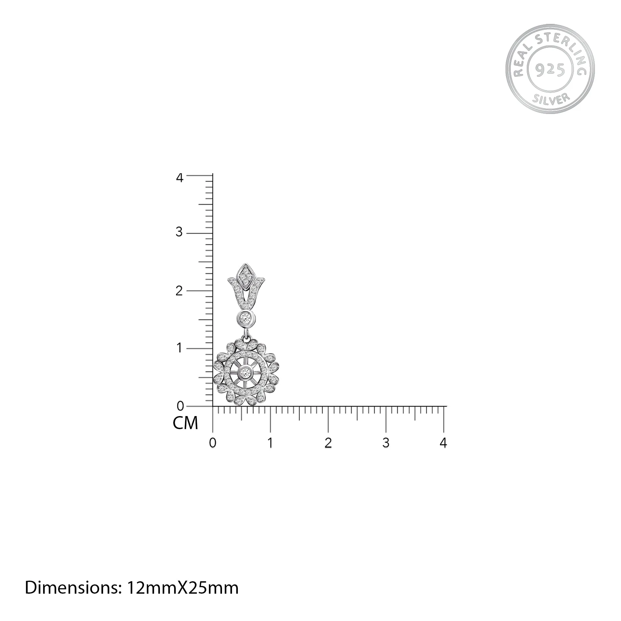 Silver Zircon Flower Drop Earrings