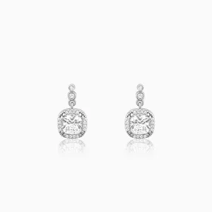 Silver Zircon Halo Earrings