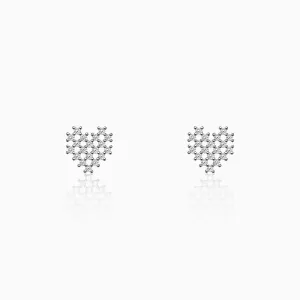 Silver Zircon Mini Heart Studs