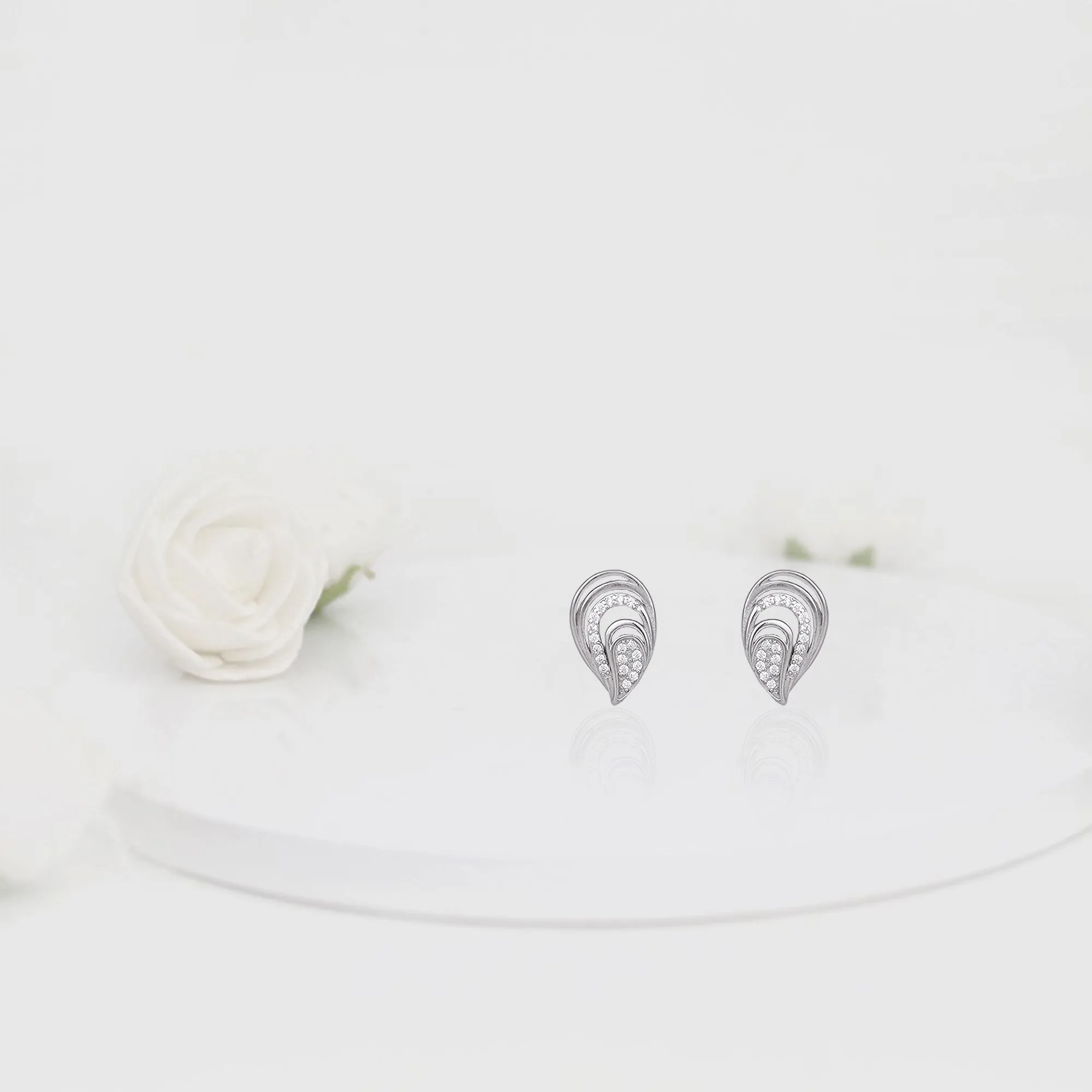 Silver Zircon Sparkling Drop Earrings