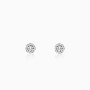 Silver Zircon Studded Elegant Stud Earrings