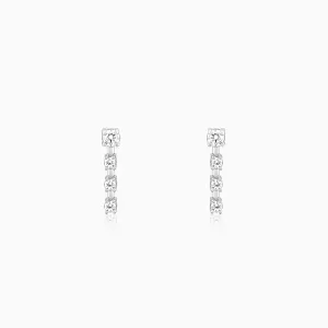 Silver Zirconia Square Earrings