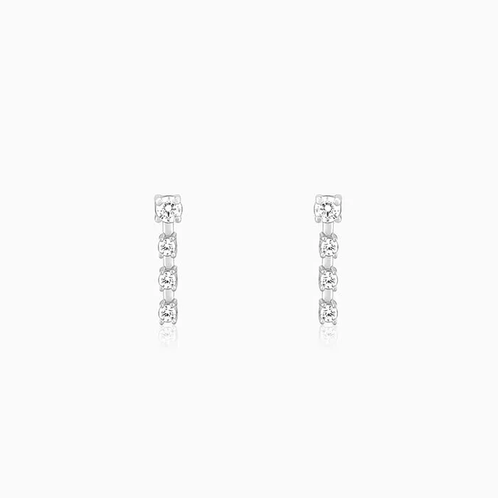 Silver Zirconia Square Earrings