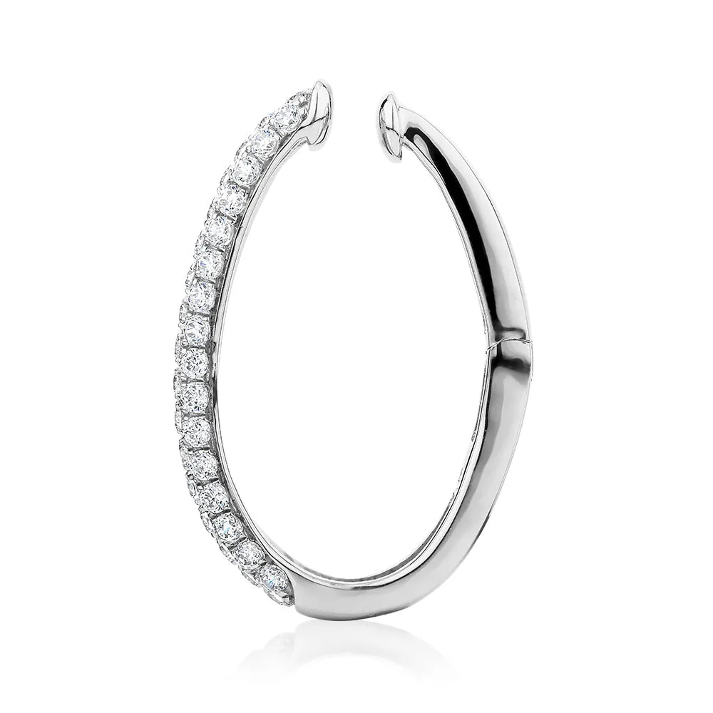 Single earring cuff with 0.49 carats* of diamond simulants in 10 carat white gold and sterling silver