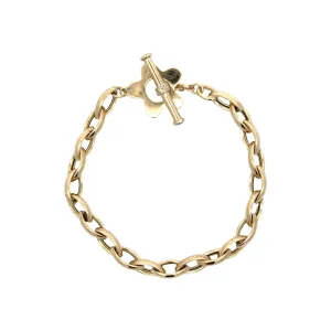 Small Oval Link Bracelet with Blue Sapphire & Diamond Toggle Clasp