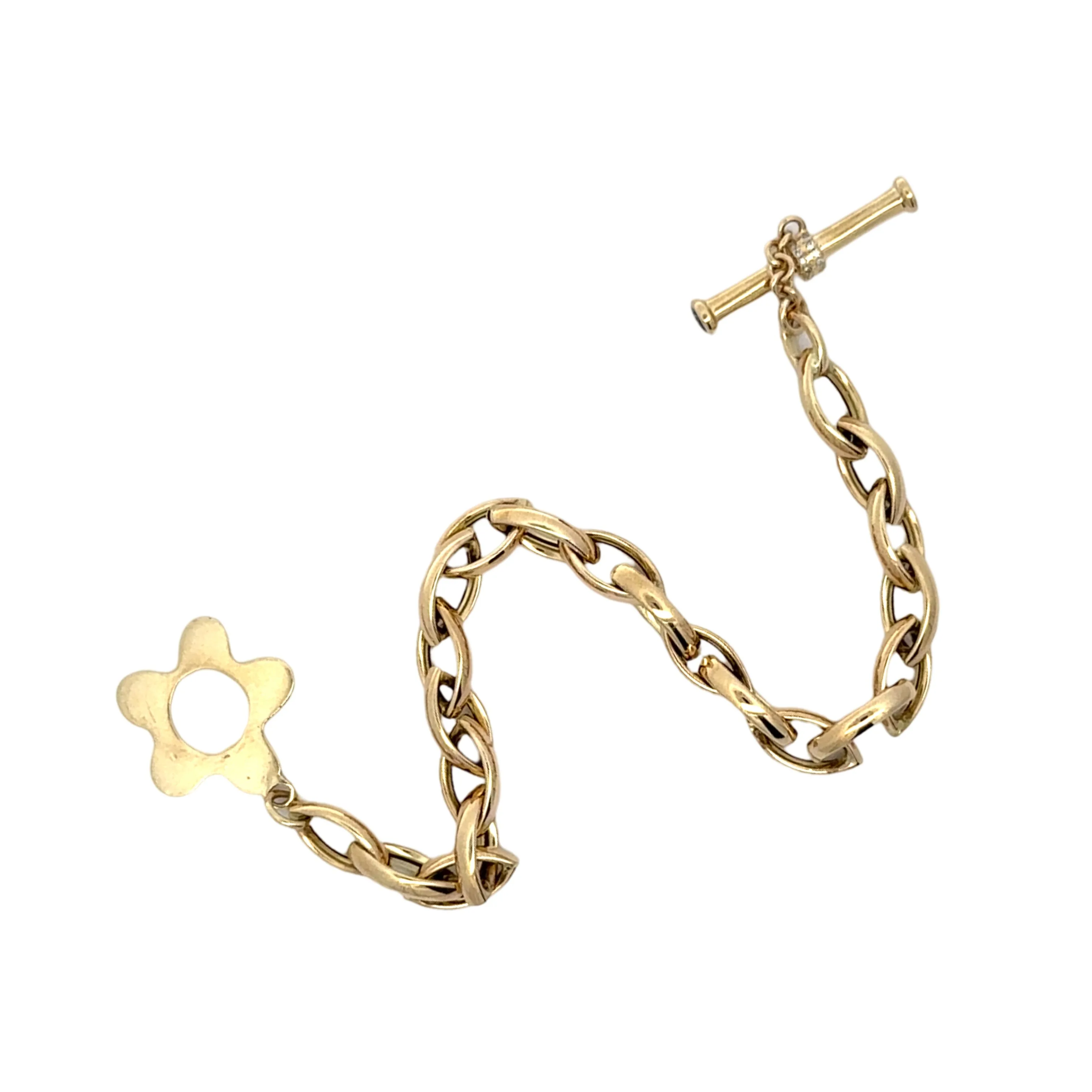 Small Oval Link Bracelet with Blue Sapphire & Diamond Toggle Clasp