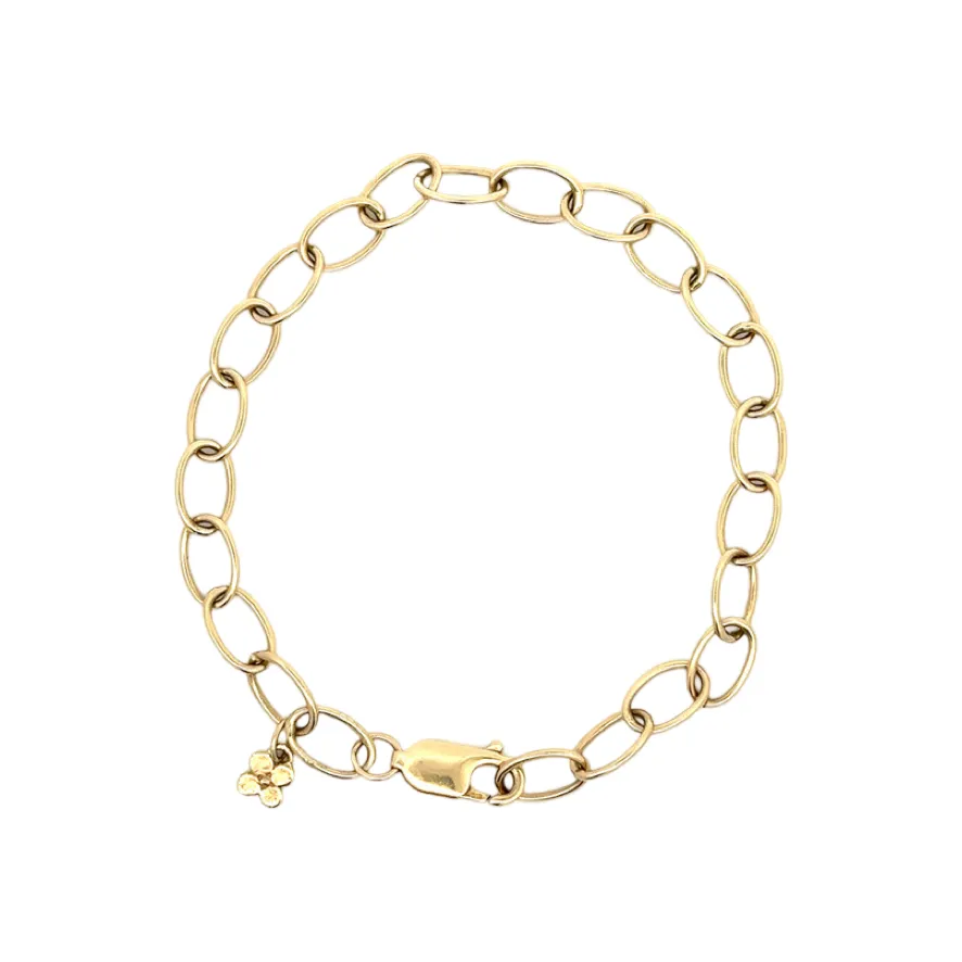 Small Oval Link Bracelet with Lilac Charm