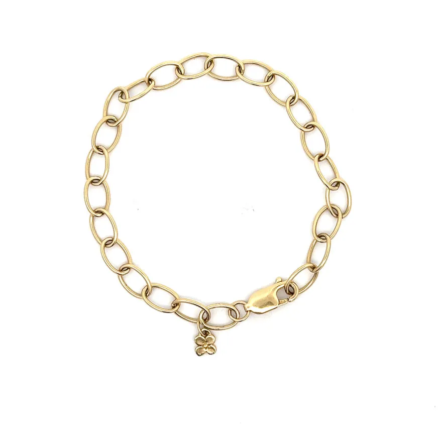 Small Oval Link Bracelet with Lilac Charm