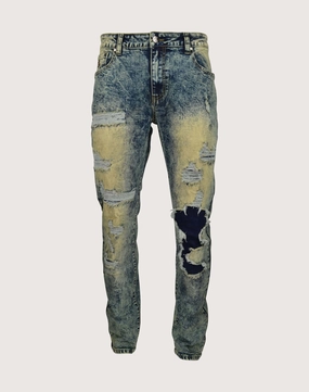 Smart fashion (wearables) Grindhouse Vintage Wash With Rips Slim Fit Blue Jeans Runway fashion