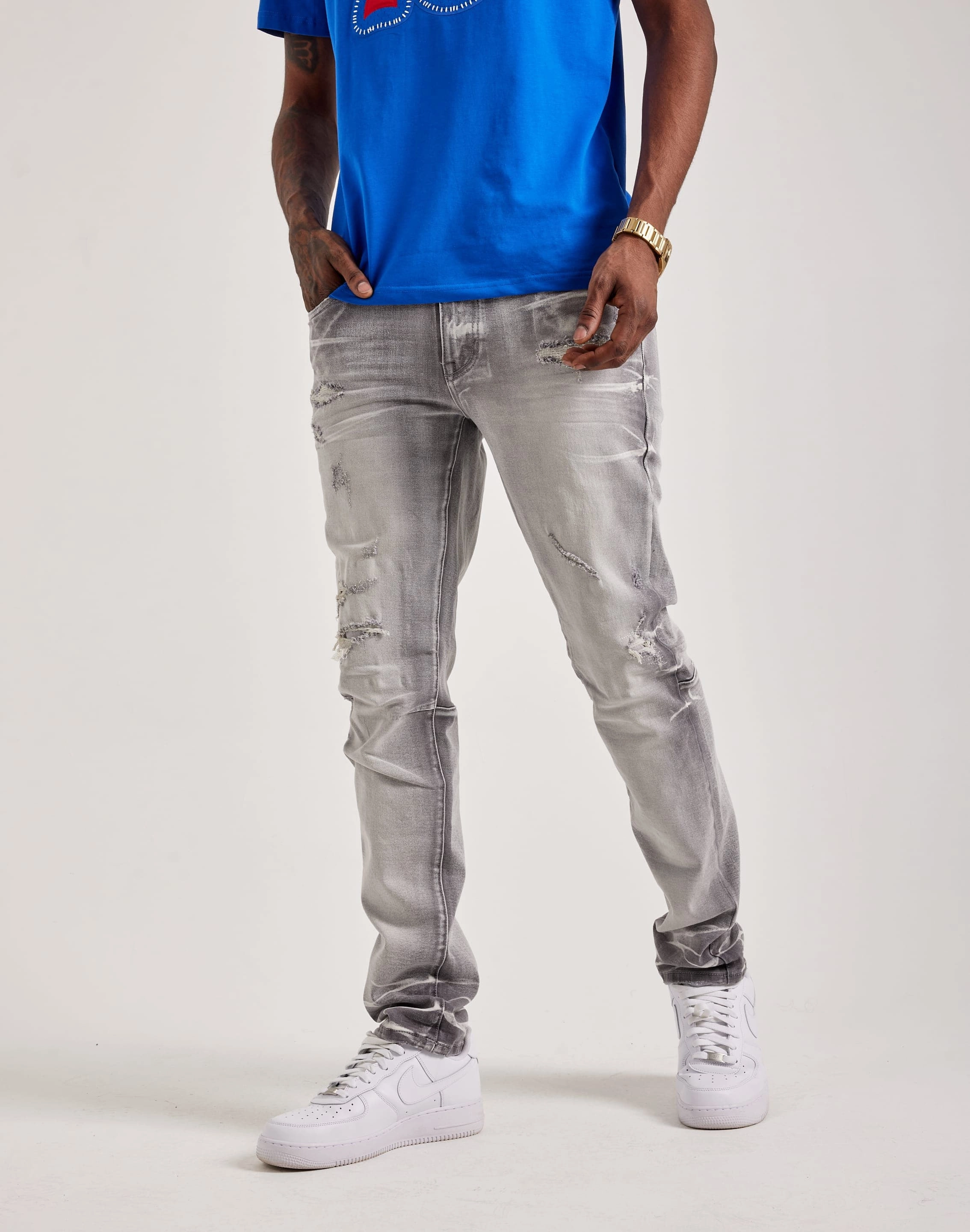 Smart fashion (wearables) Smoke Rise Vintage Washed Slim Denim Jeans Sustainable fashion