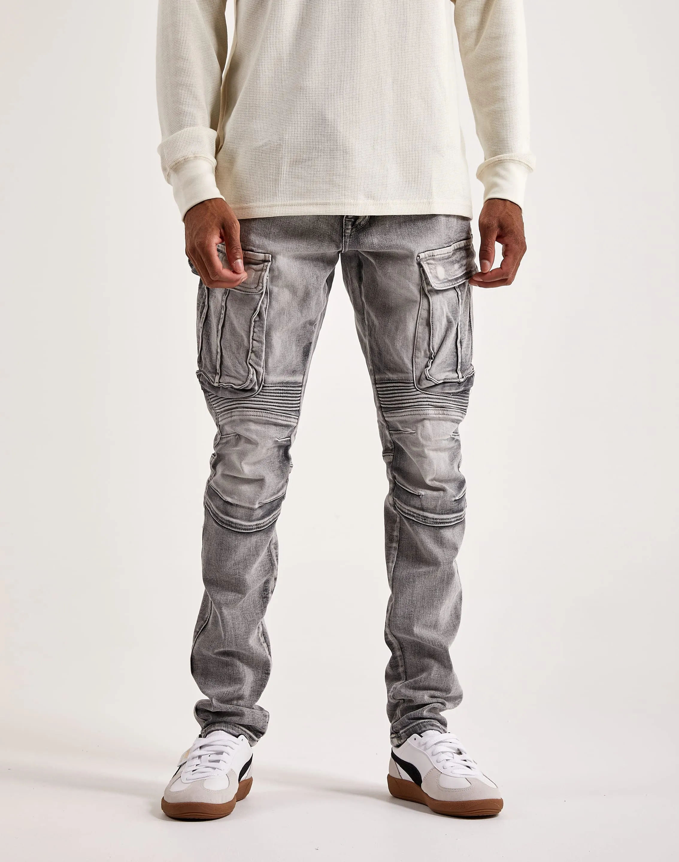 Smoke Rise Denim Moto Cargo Pants Beachwear items Fashion shows