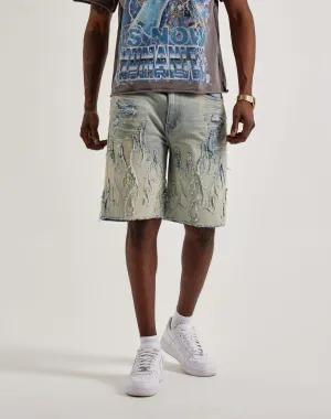Smoke Rise Flame Applique Shorts Smart casual wear Everyday wear