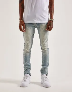 Smoke Rise Slim Wave Effect Jeans Polyester - used fashion Retro fashion finds