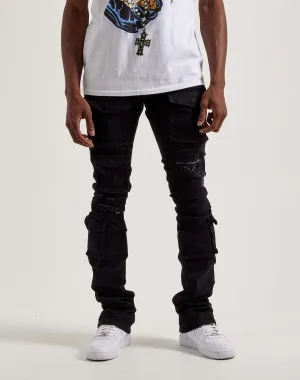 Smoke Rise Utility Pocket Stacked Flare Denim Jeans Activewear gear Hip - hop fashion