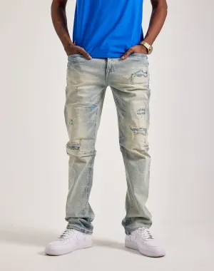 Smoke Rise Wave Effect Straight Denim Jeans Spandex - incorporated fashion Fashion-forward items