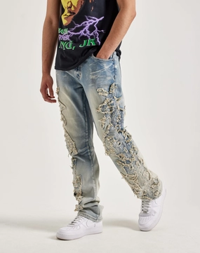 Smoke Rise Frayed Applique Stacked Flare Jeans Clothing types Fashion on sale