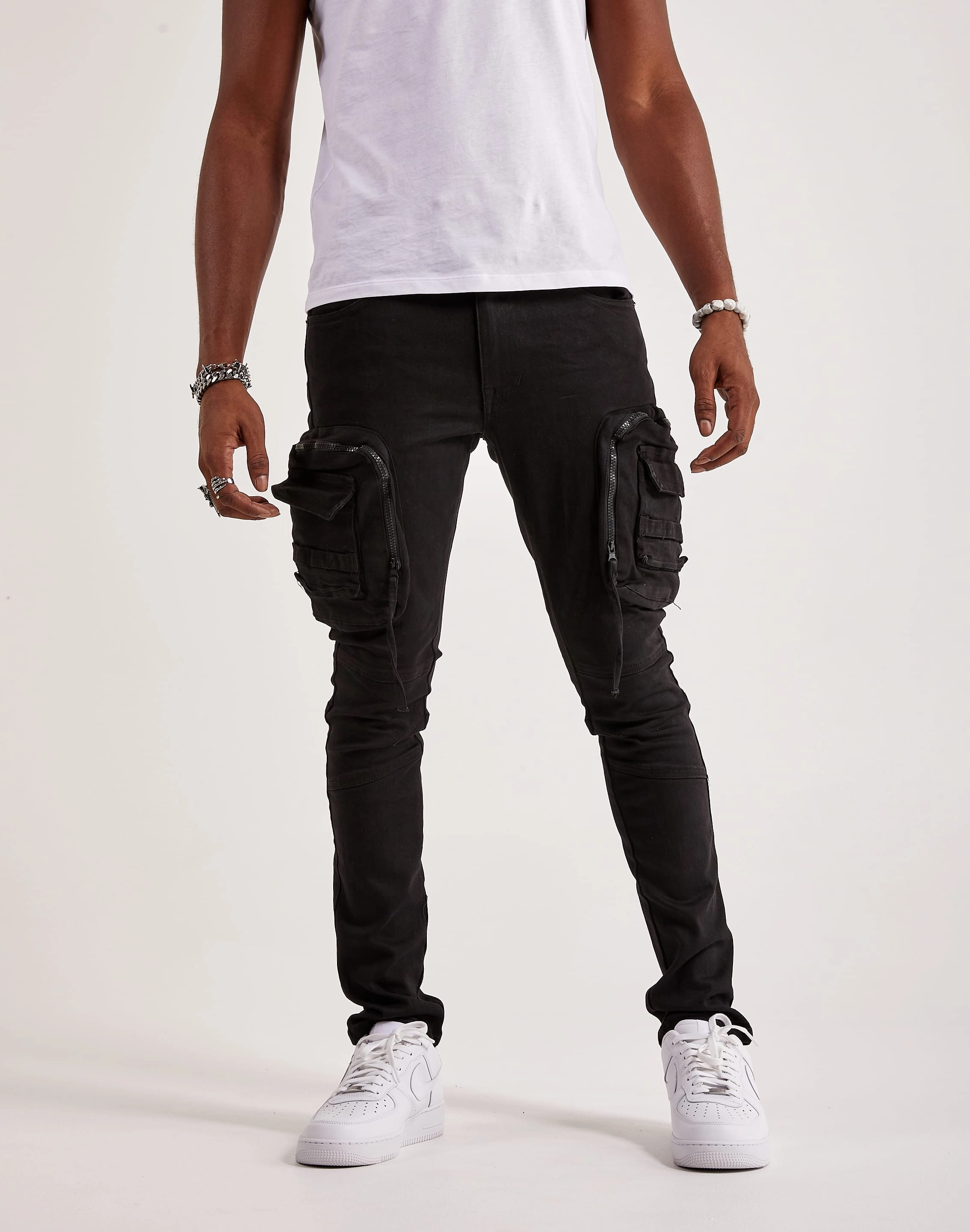 Comfortable apparel Smoke Rise Twill Slim Tapered Cargo Pants Embroidered fashion