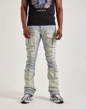 Smoke Rise Utility Pocket Stacked Flare Denim Jeans Evening wear Seasonal wear