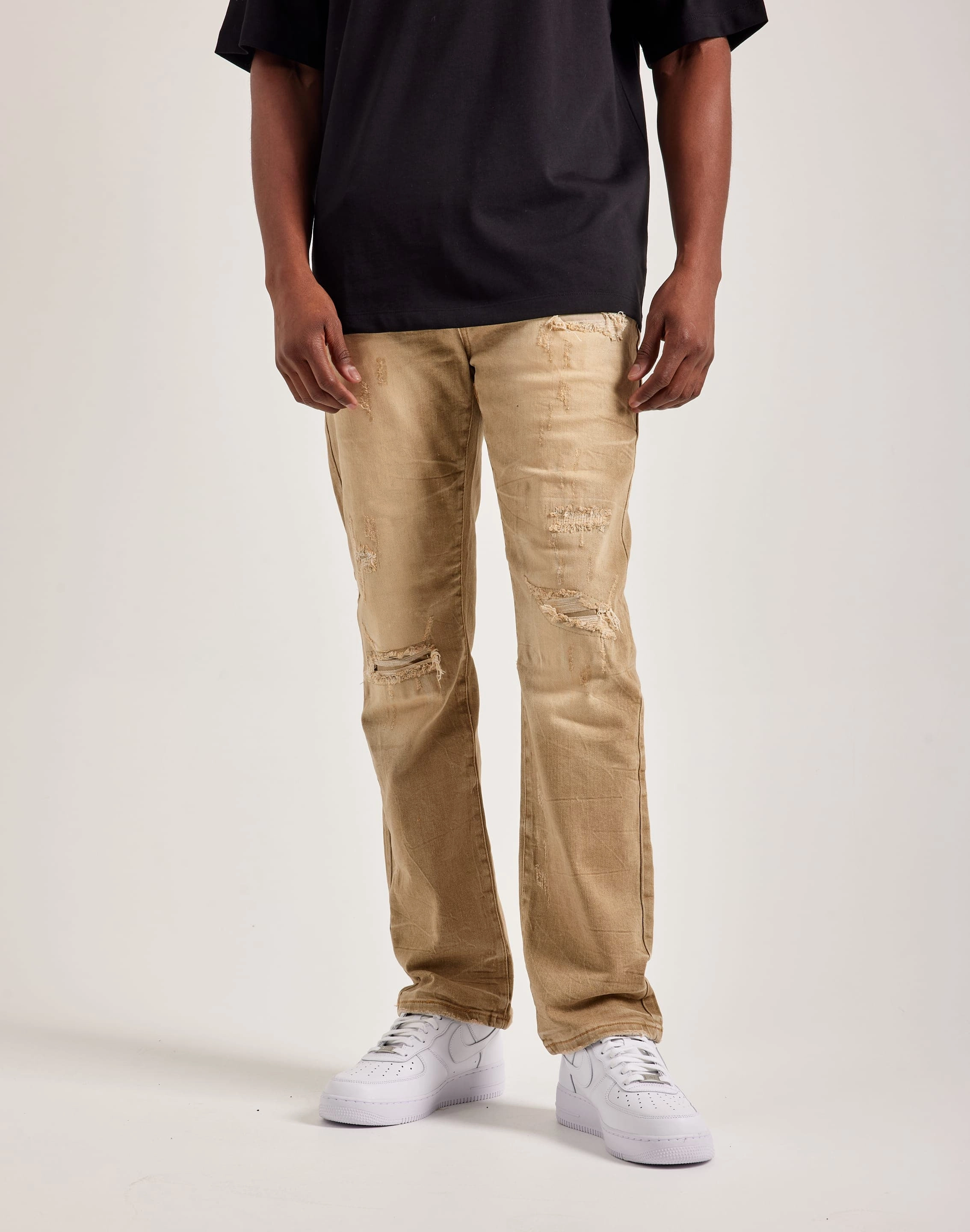 Vintage - inspired fashion Smoke Rise Wave Effect Straight Denim Jeans Fashion models