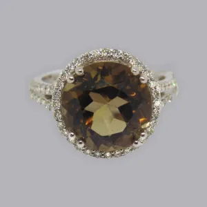 Smoky Topaz and Diamond Ring