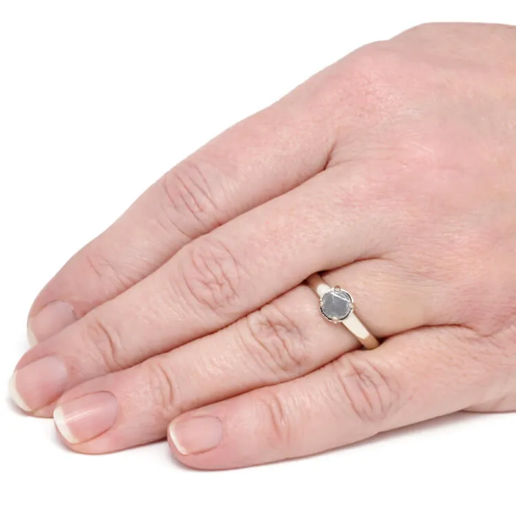Solid White Gold Meteorite Wedding Ring Set