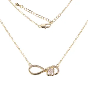 Solitaire cubic zirconia ZC Infinity 8 Necklace plated in 14K Gold, White Gold